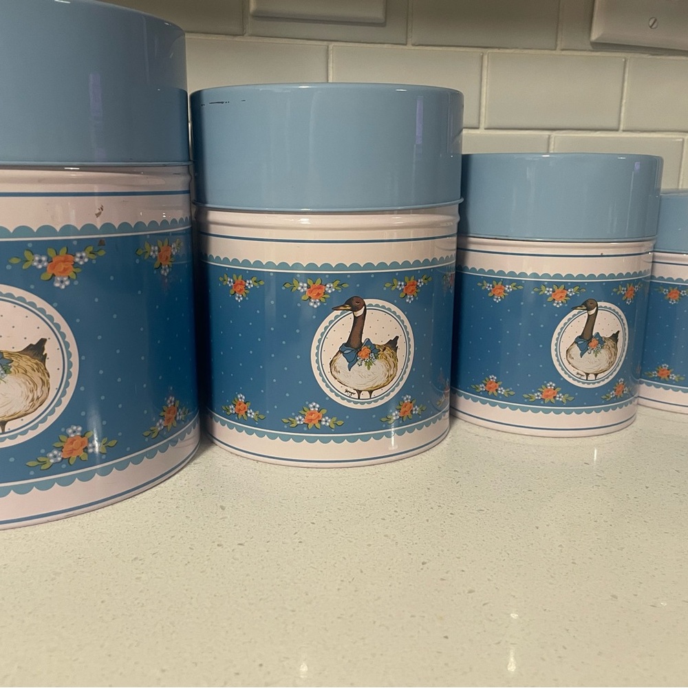 Blue Goose-Themed Food Storage Canisters
